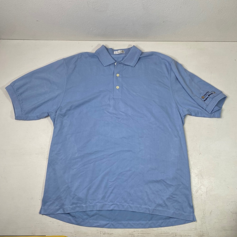 Manheim Palm Beach Munsingwear Polo Shirt Mens Large Blue Golf Short Sleeve